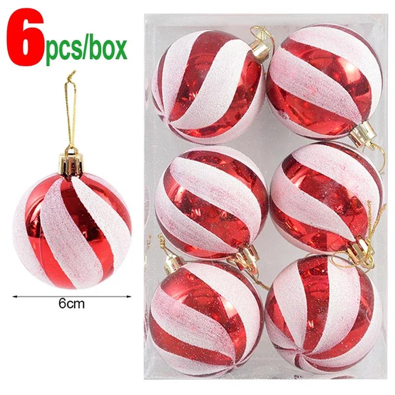 

24/6PCS Christmas Balls Electroplating Color Painting Xmas Round Ball Xmas Tree Hanging Pendants Ornaments New Year Party Decor 6PCS- (1 Box)