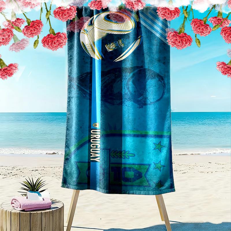 Uruguayan Football Association Print Beach Towel, Large Soft Quick Dry Towel for Beach Camping Swimming