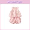 Girl Summer Clothes Set With Cartoon Pattern Soft Fabric For Ages 3 To 8