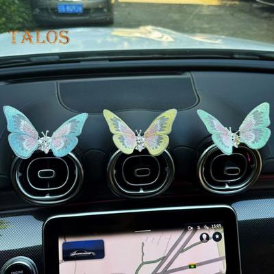 Butterfly Car Ornament for Center Console Air Outlet Adhesive Design Wing-Dancing Butterfly Decor Colorful Car Interior Decoration