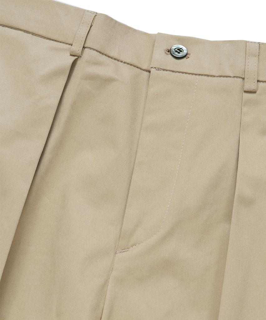 BELLIEF Gabardine Cotton Single Pleat Banding Chino (Beige)