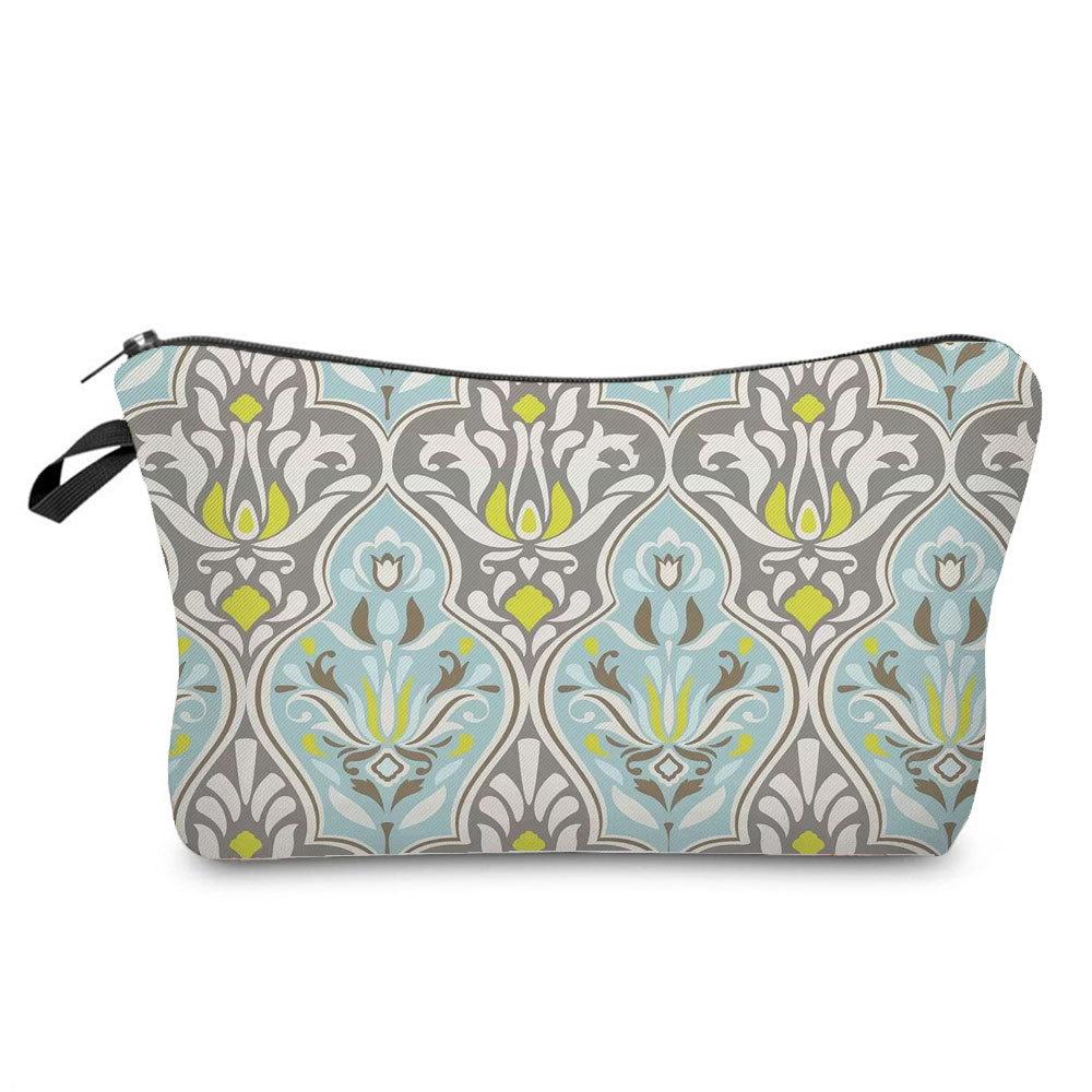 Women Geometric figure Print Cosmetic Bag Toiletries Organize Travel Storage Case 6756 KTB