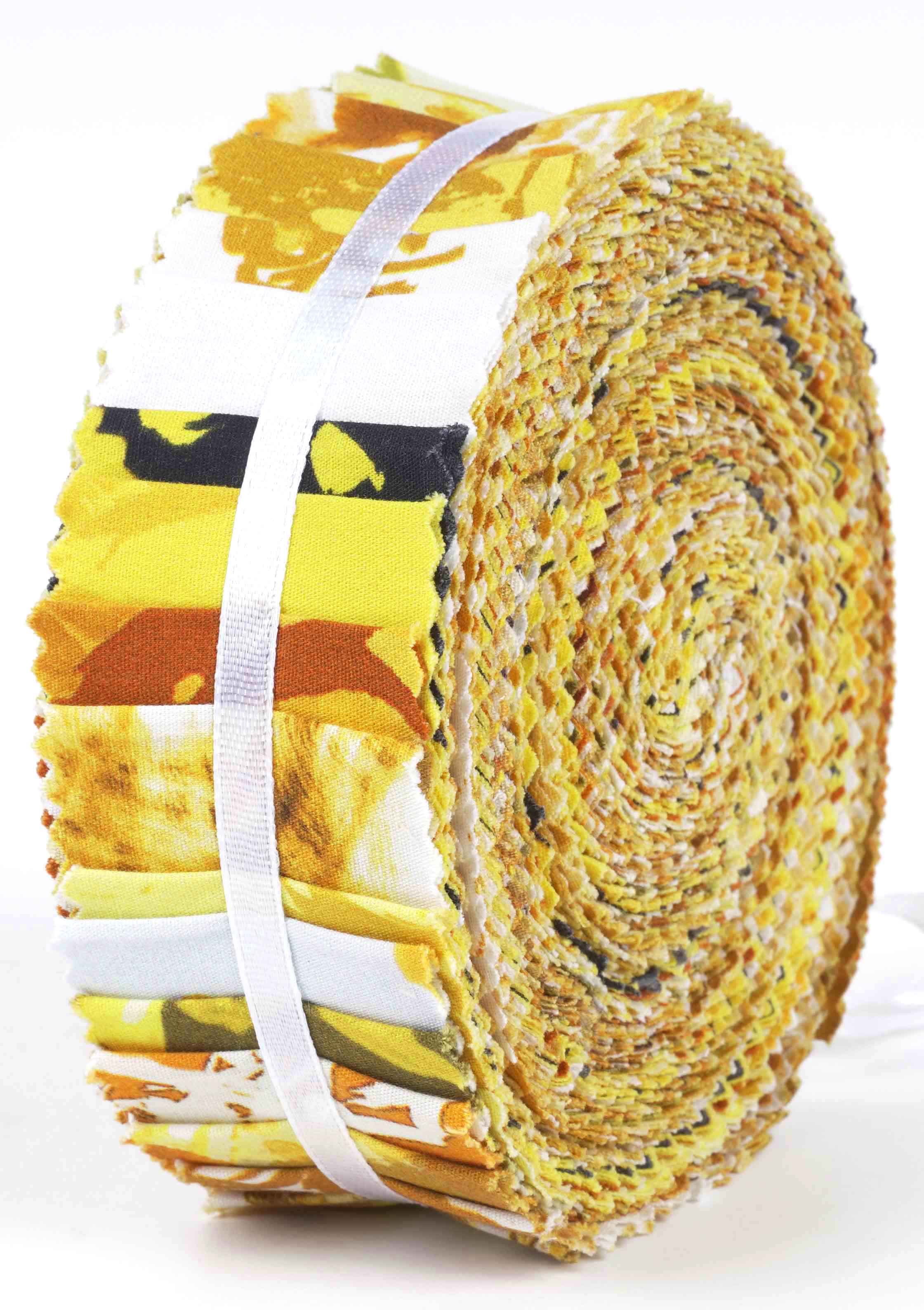 

Soimoi, 40 шт. бавовняної тканини з квітковим художнім принтом для стьобання, 2,5x42 дюйма, желейний рулон - 1.5x42inches жовтий