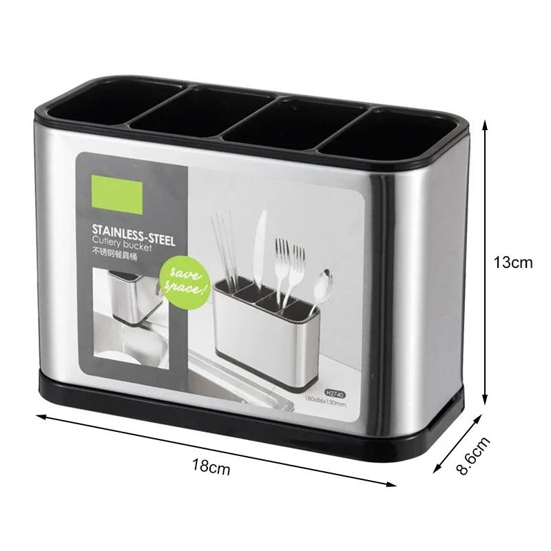 

Держатель для столовых приборов из нержавеющей стали, сушилка для посуды, место для хранения ложек, кухонный органайзер, сушилка для посуды