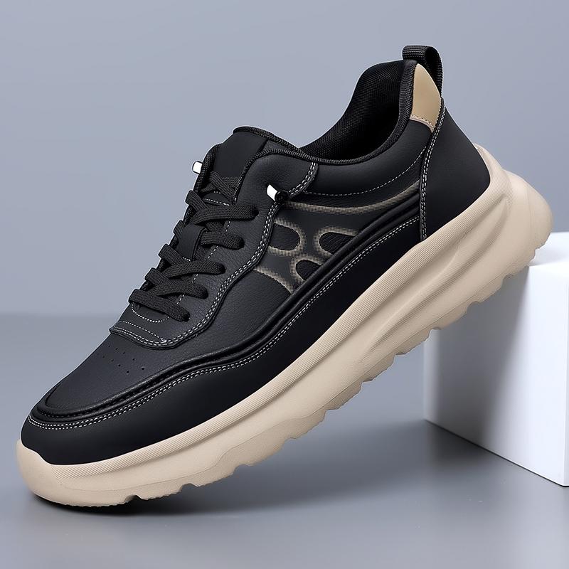 2026 New Men's Shoes Leather Fashion Low-top Vulcanized Shoes Male Casual Shoes Running Sports Thick Soled Shoes Zapatos Hombre
