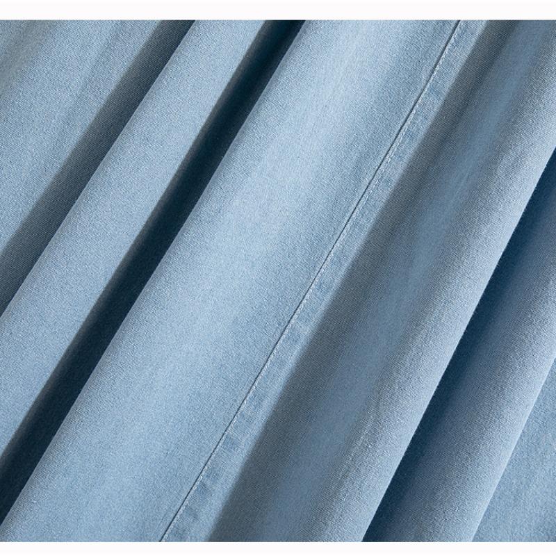 Dimanaf Plus Size Skirts Denim Buttons Fashion Patchwork Women Skirt Blue Short Skirt Loose 3XL 5XL