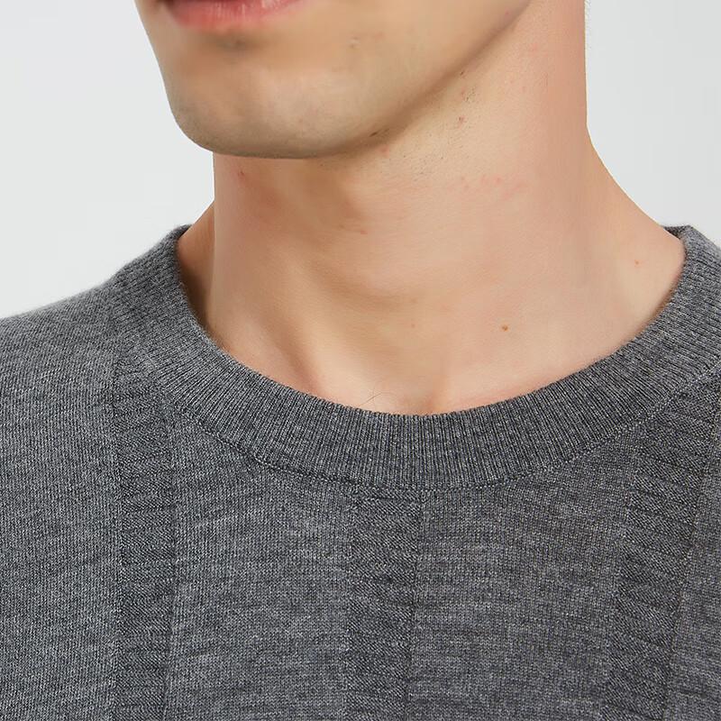 Hengyuanxiang Men's Striped Round Neck Thin Pure Cashmere Sweater
