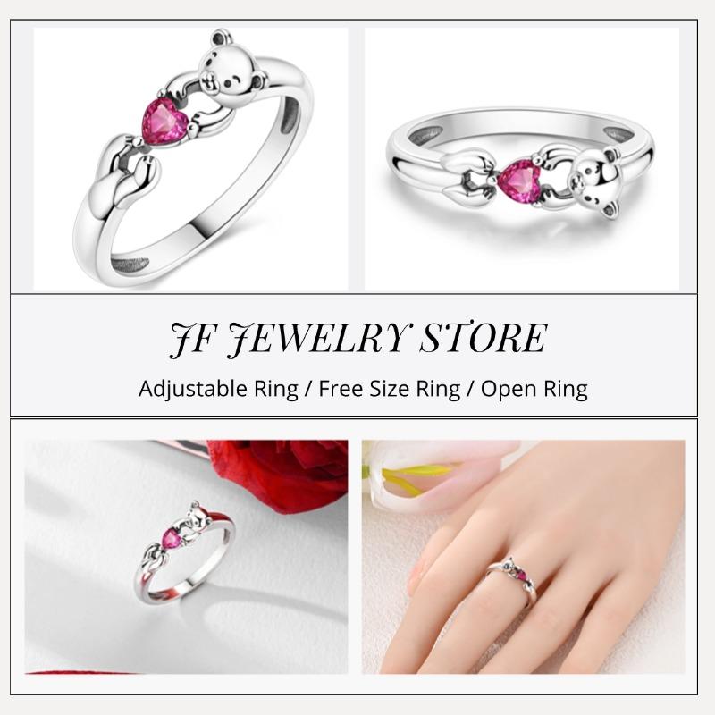 Free Size Ring For Women S925 Silver Original Blue Eyes Dragon Bee Shell Cherry Adjustable Rings Clover Chain Open Ring Jewelry