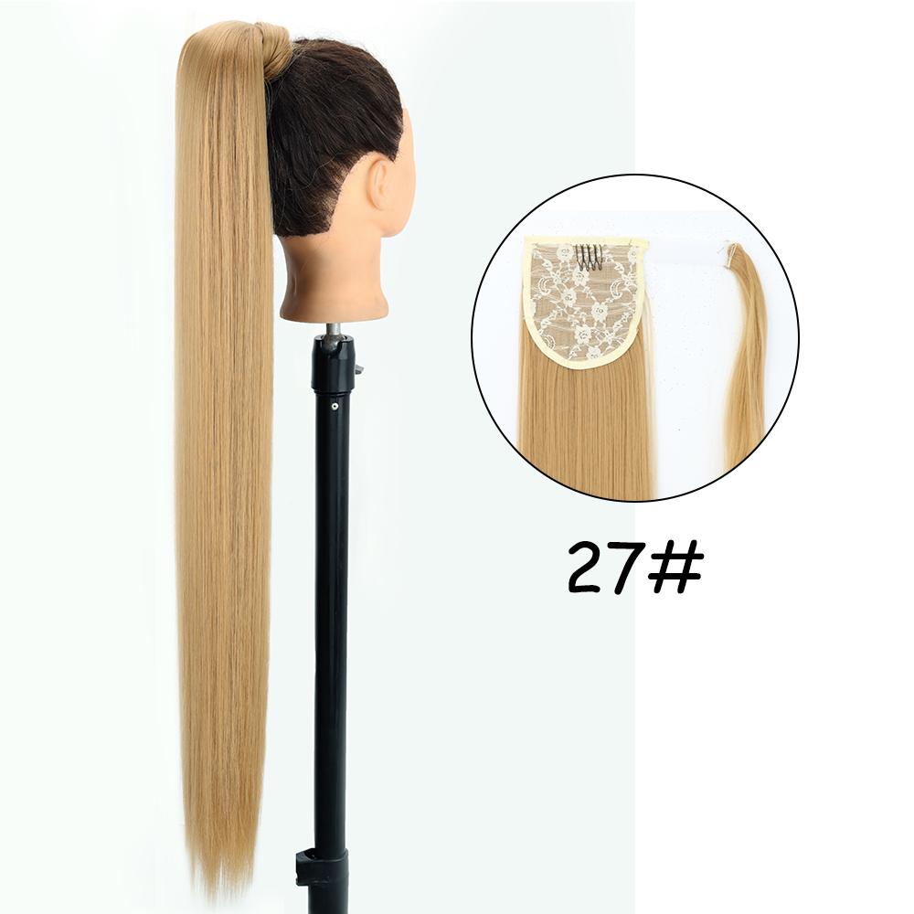 34 cale Syntetyczny Kucyk Przedłużenie Włosów Doczepiane na Klips Fałszywa Peruka Dopinka Blond Owijany Warkocz Długi Gładki Kucyk nad Głową