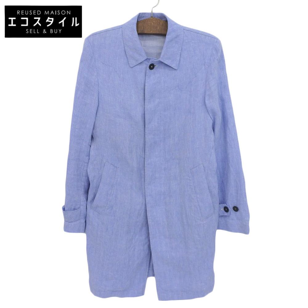 HEVO Linen Hidden-breasted Single-breasted Shirt Coat for Men, Blue, Size 46, 8HGALL761 Coat 46 blueUsed