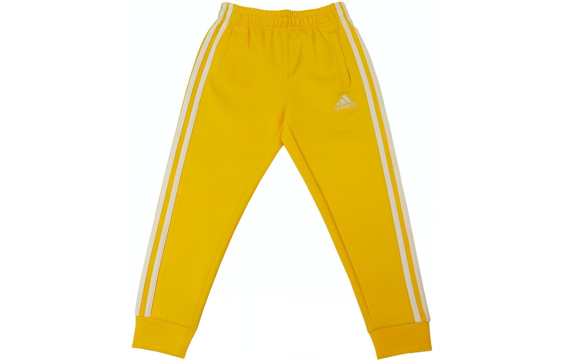 Kids` Adidas Knitted Sweatpants Yellow White