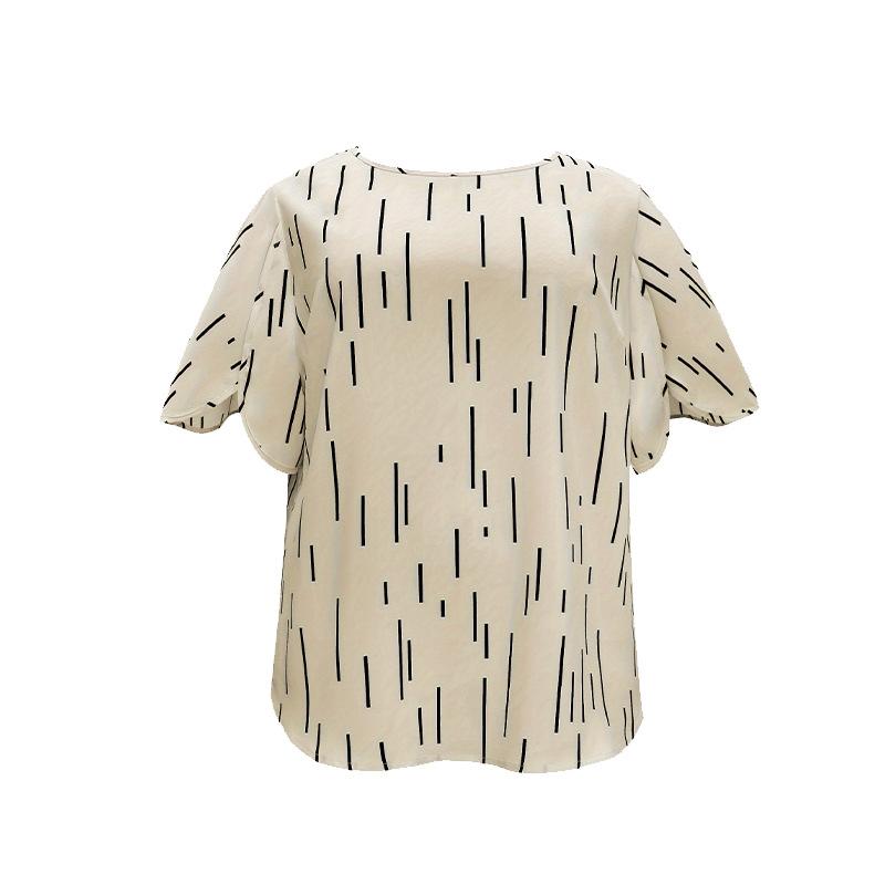 

Плюс Размер Женский Летний Отдых Полосатый Принт Свободный Топ С Короткими Рукавами 5XL