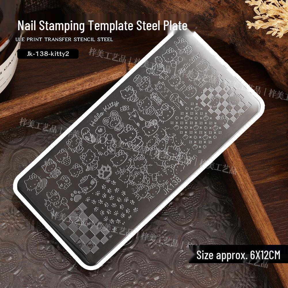 Hello Kitty Nail Art Stamping Plate - Stainless Steel Cute Cat Design Transfer Tool