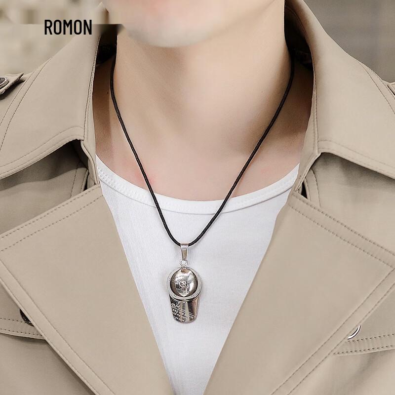 ROMON Men's Mid-Length Lapel Trench Coat