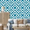Wallpaper Casual checkerboard turquoise and white, turquoise background 50x1000