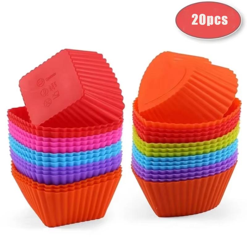 

12pcs/lot Silicone Cake Mold Round Heart Shape Muffin Cupcake Baking Molds Home Kitchen Bakeware BPA Free