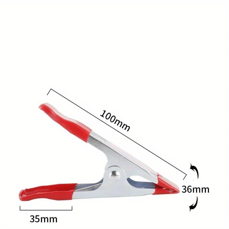 5pcs Mini Metal Heavy Duty Spring Clamps Crocodile Clip Red Plastic Tips Tool Clips Grip Holder