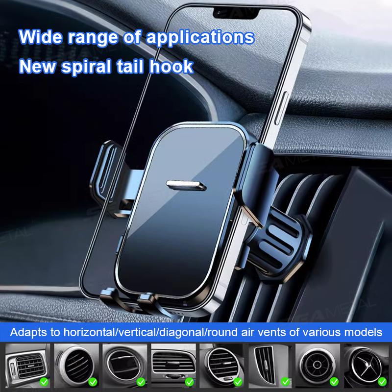 SEAMETAL Gravity Car Phone Holder Air Vent Upgrade Hook Clip Not Shake Adjustable 360 Rotation Vent Clip Car Phone Holder Mount