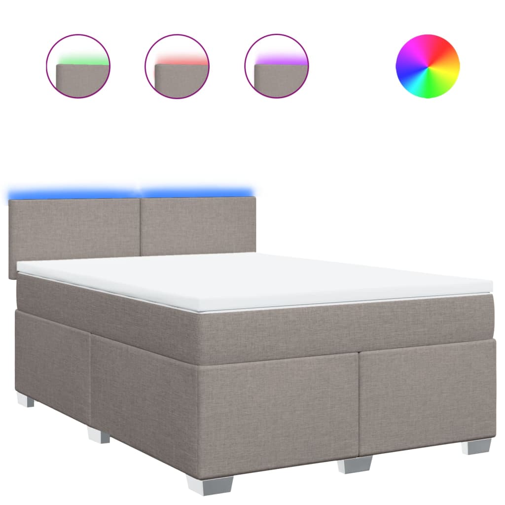 Box Spring Bed with Mattress Taupe 140 x 200 cm Fabric