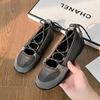 Designer Flat Heel Casual Single Shoes Women All Match Cross Tied Ballet Shoes Outdoor Runway Breathable Mary Janes Female Ins