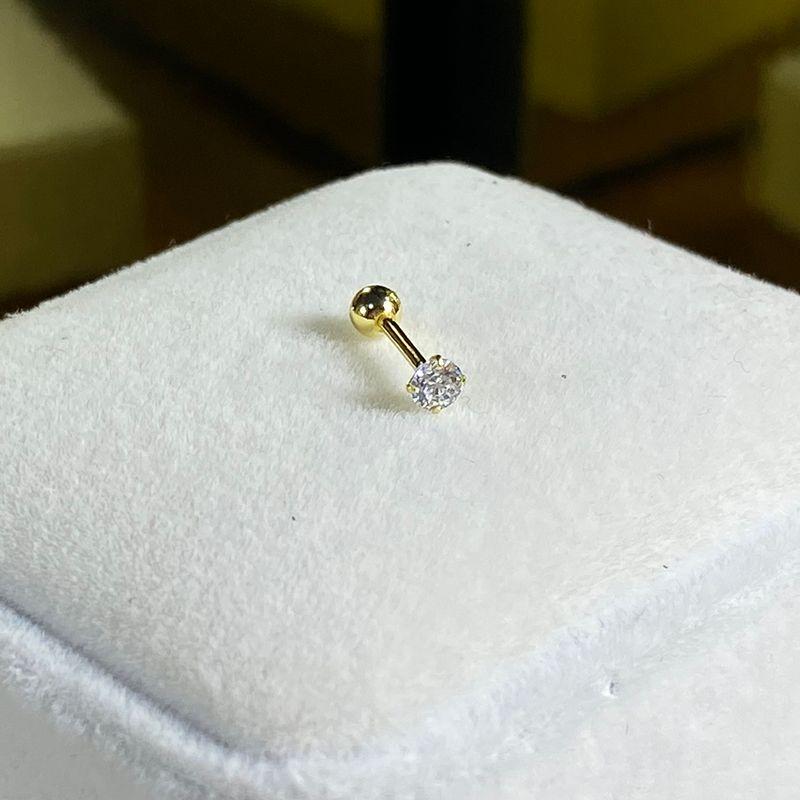 

14K Zircon Screw Female Stud Earrings Sleep No Need to Take off Pure Silver 14K gold 3m white diamond single (rod length 6mm)