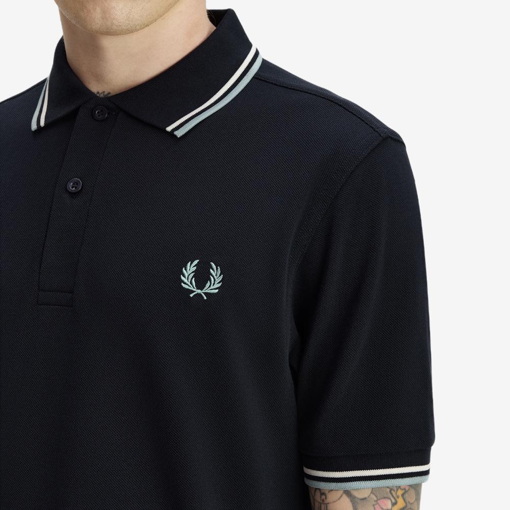 FRED PERRY [M3600] Twin Tip Fred Perry Shirt - Navy/Ecru/Silver Blue Afpm2G33600-74C