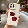 Cute Cherry Bow Silicone Phone Case For iPhone16 14 Pro 15 Plus 11 Pro Max 12 13 MiNi X XS XR Plus SE2 Shockproof Soft Cover