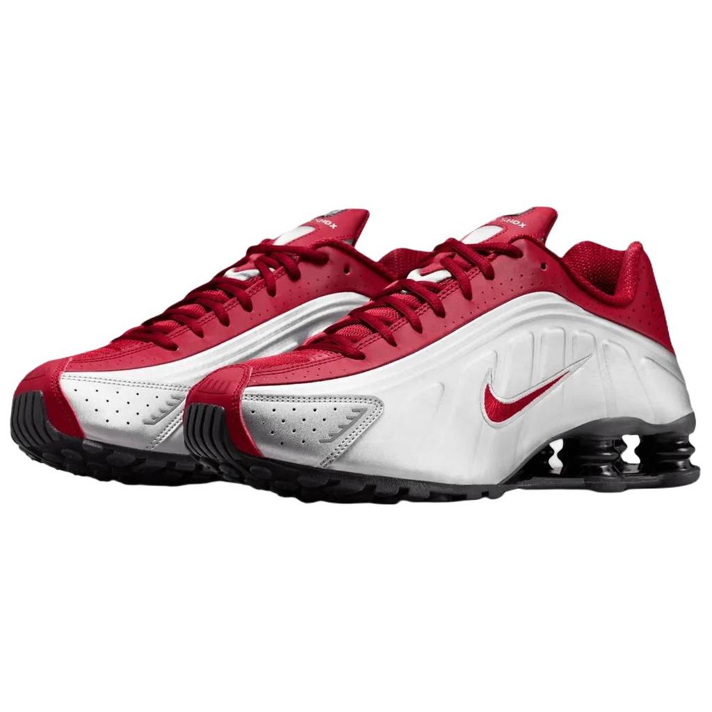 Nike Shox R4 Breathable Running Shoes Men's Silver Red HQ1988-009