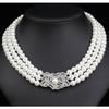 European and American New Pearl Crystal Necklace Earrings Bracelet Three-piece Set, Bridal Dress Party Accessories
