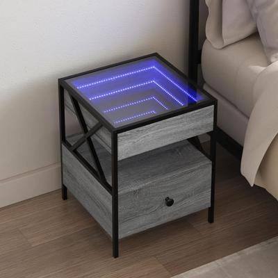 Coffee Table With LED Infinity, Sonoma Oak Grey, 40X40X51 Cm