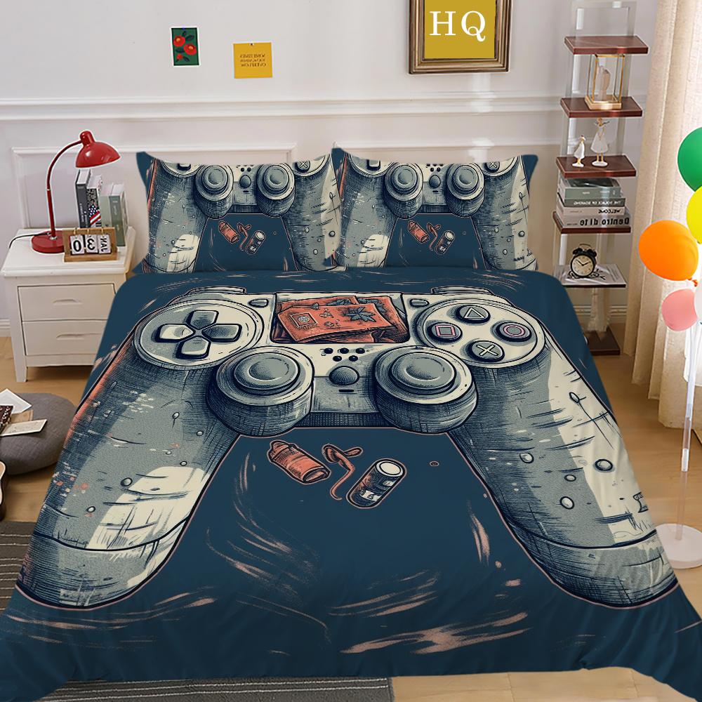 Männer Kühlen Bett Sets Spiel Griff Gedruckt Bettwäsche Abdeckung Anzug Polyester Kissen König Größe Bettdecke Luxus Hause Bettwäsche