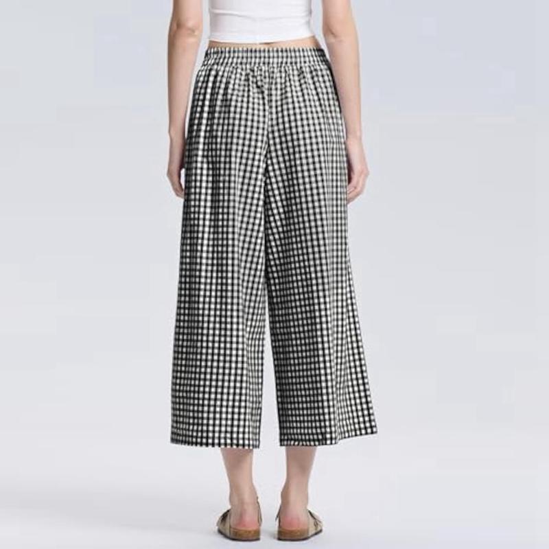 Women's Plaid Loose Casual Pants Crop-length Pants