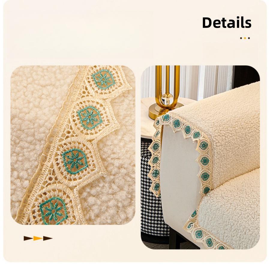 Чехол для дивана Sherpa Plush с противоскользящим эффектом и кружевным декором — фото 4