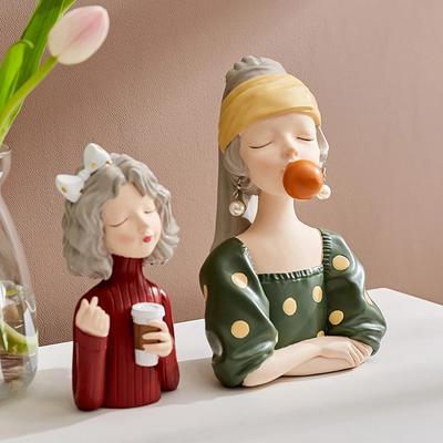 Bireysel Ev Dekorasyonu Sevimli Kız Figürü Süslemeleri Reçine Heykel Oda Dekorasyonu Yatak Odası Kafe Masa Dekoru Hediyeler Heykel