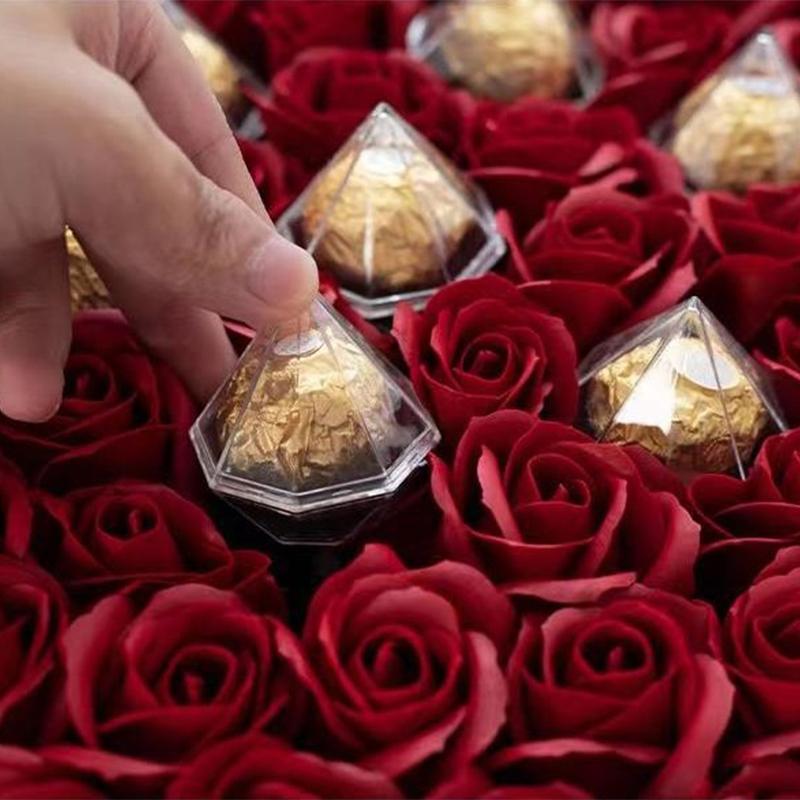 10 stk Gjennomsiktig Mini Sjokoladeeskeholder Plast Trøffel Godteri Emballasje Valentinsdagsgaveeske Bryllupsfest Dekorasjonsrekvisitter