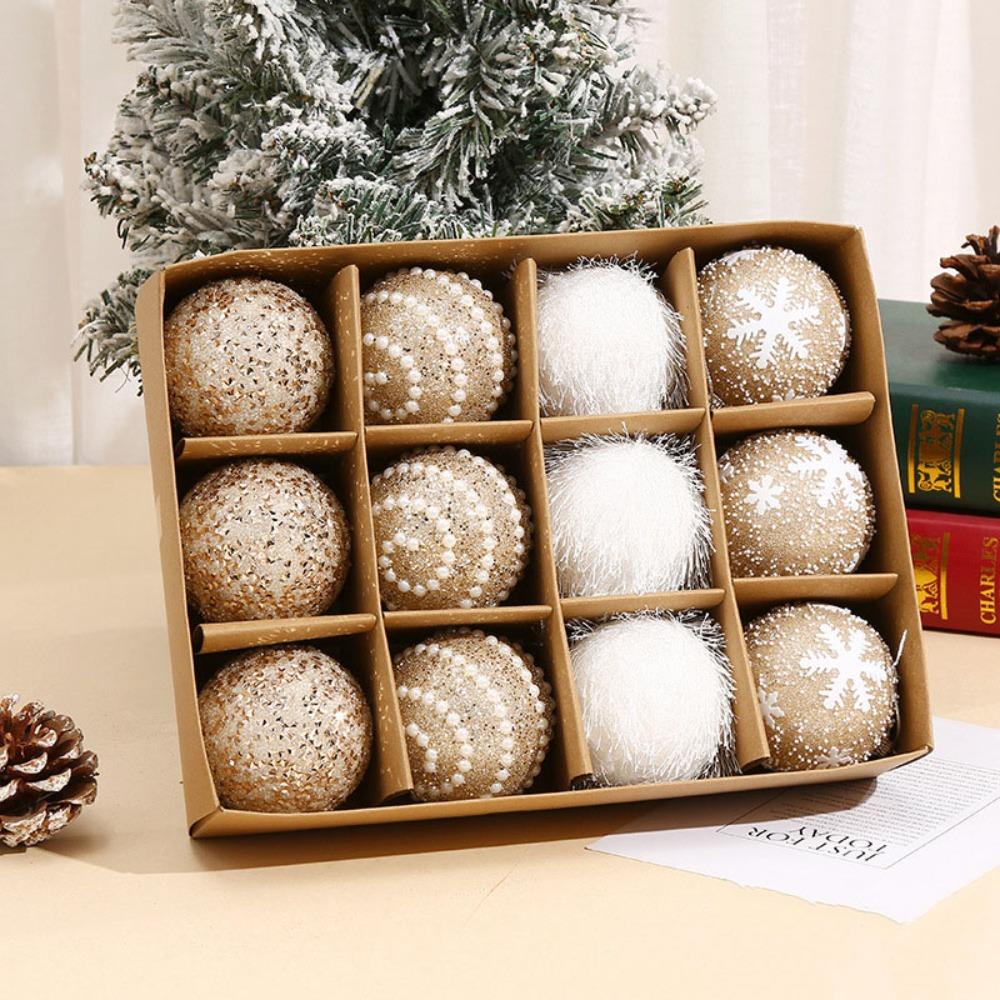 12pcs/box 7CM Christmas Tree Ball Snowflake Foam Ball Crafts New Christmas Ball Home Party