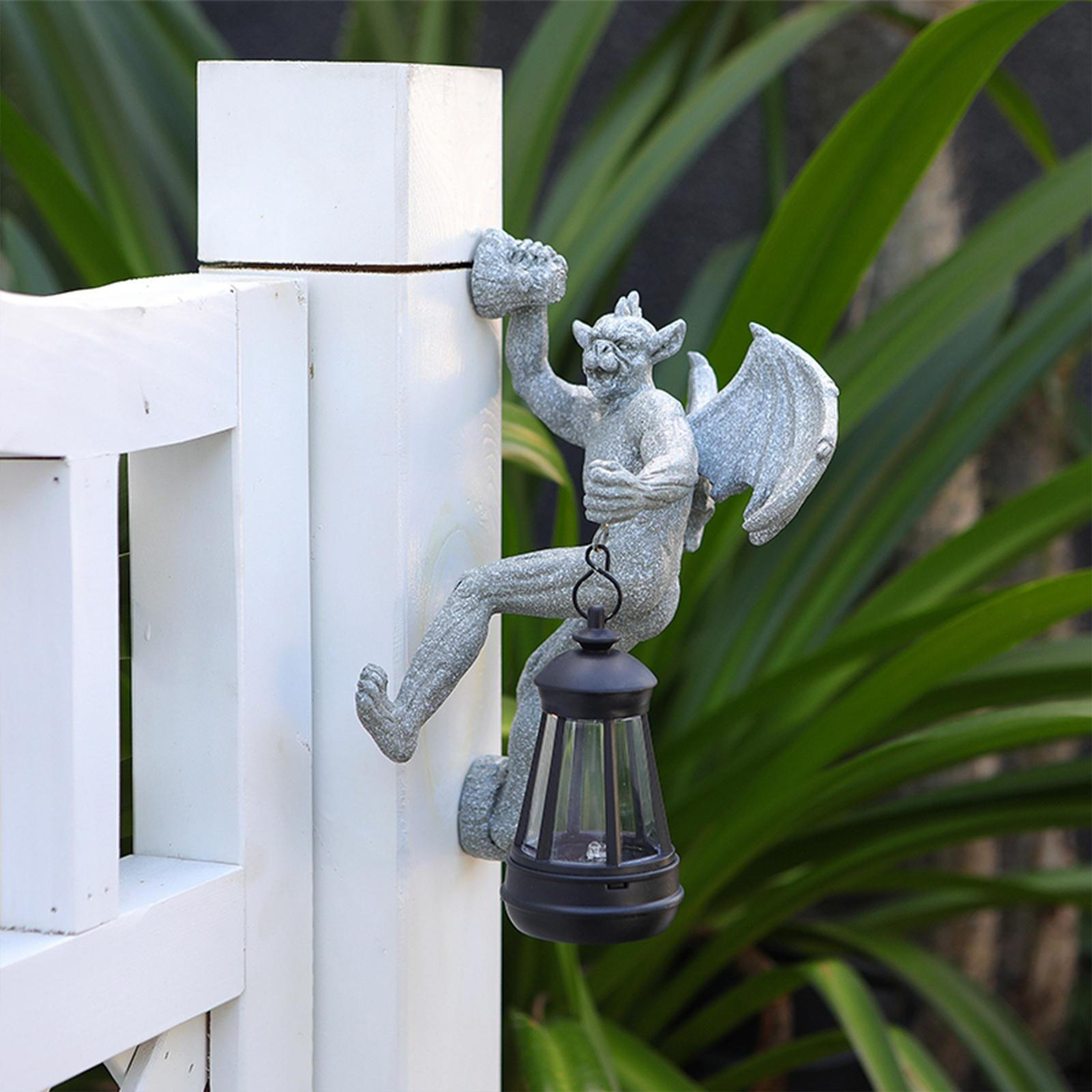 

Садовая статуя, скульптура-хранитель с солнечным светом, фигурка ползучего животного, настенное крепление для ландшафтного освещения