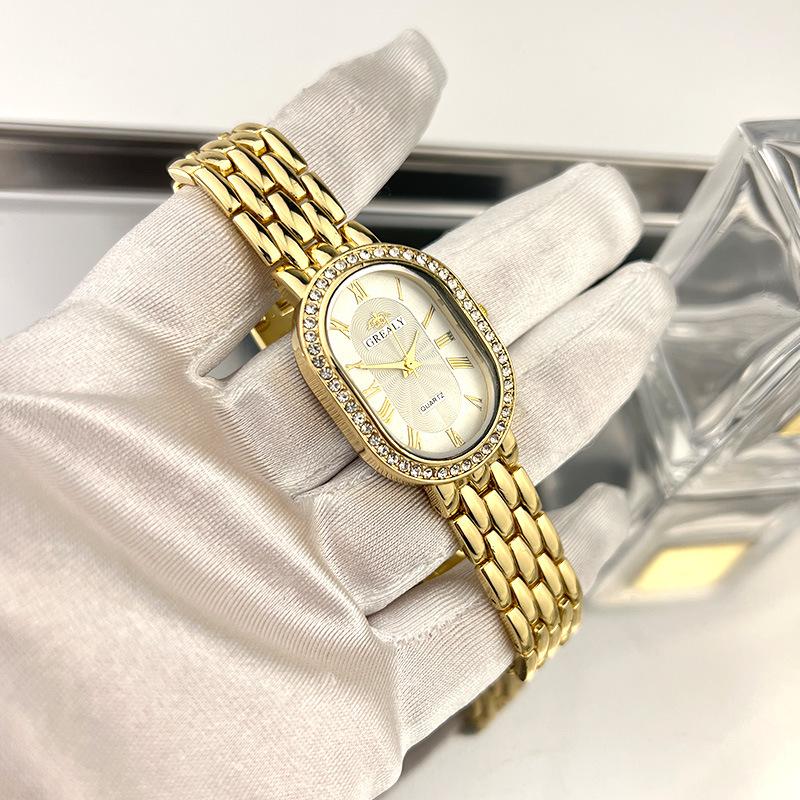 Men's Watch Oval Big Brand Diamond Women's Popular Quartz Watch
