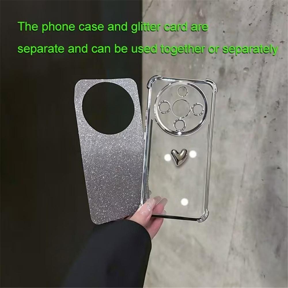 Plating 3D Love Heart Phone Case For iPhone 17 16 15 14 13 12 11 Pro Max Plus 17 Air Gradient Glitter 4-Point Anti Fall Cover