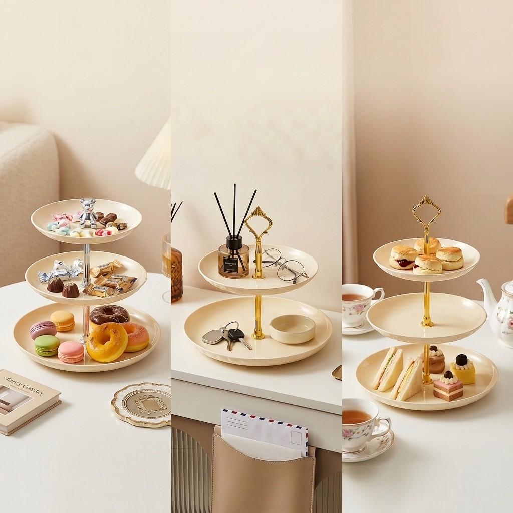 2/3 Tier Serving Tray Tiered Plastic Plates Cake Stand Fruit Bowl Dessert Food Snack Dish Buffet Tableware Kitchen Home Decor