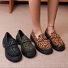 Fashion Sexy Leopard Loafers Platform Women Shoes 2025 Vintage Slip On Thick Square Heels Pumps Woman Round Toe Casual Shoes Mocasins 43