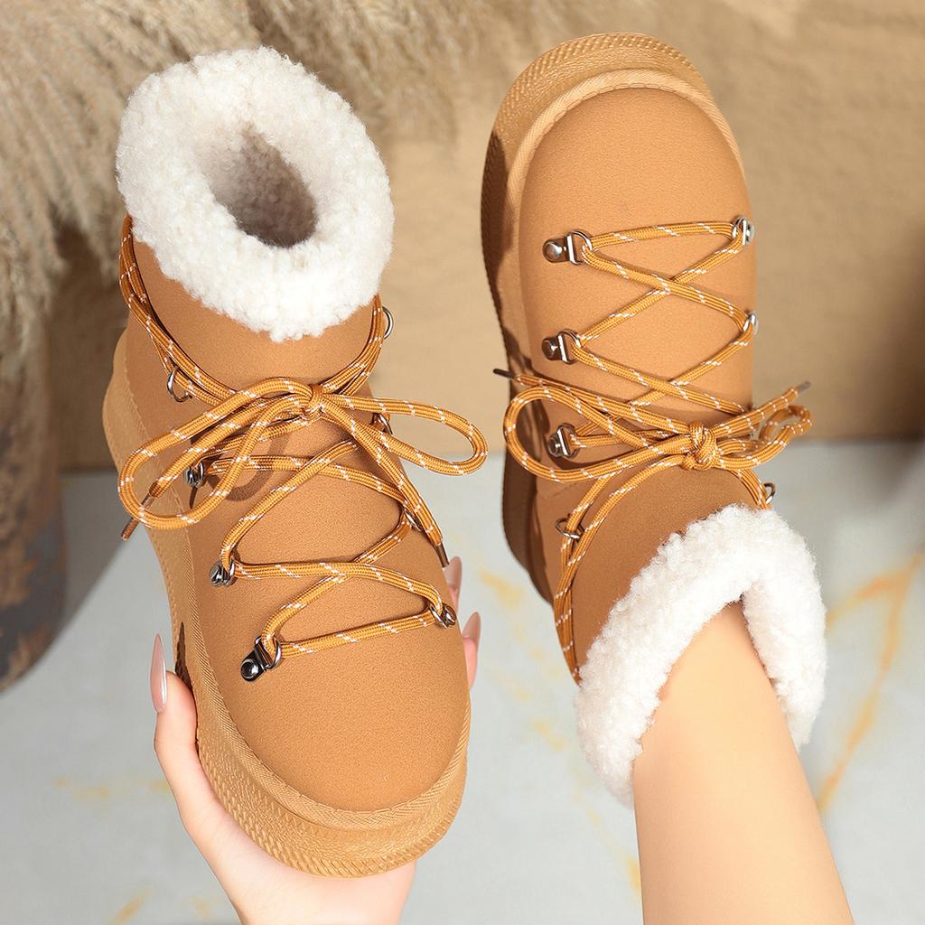 Winter New Snow Boots Plus-size Flat Short Cotton Shoes Women's Plush Thickened To Warm The Snow