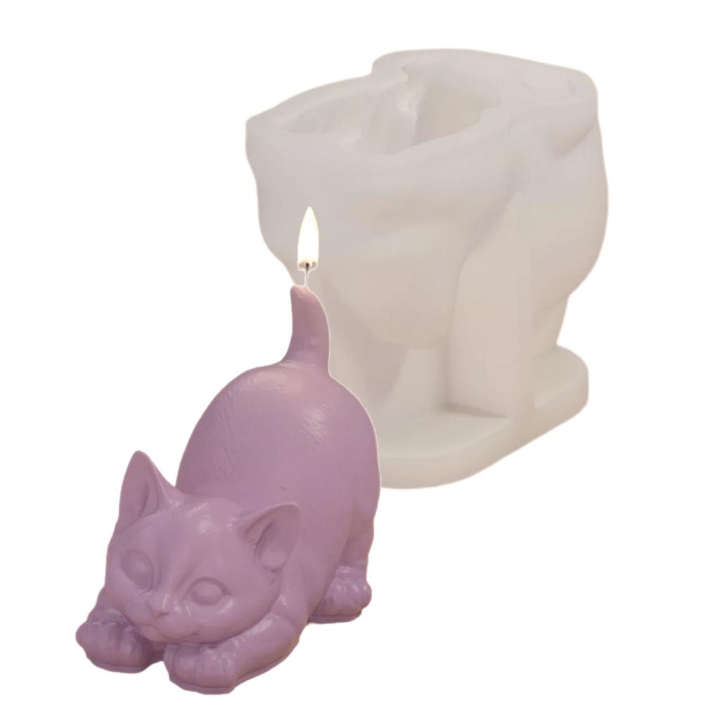 Silicone Mold Clay Molds Beautiful Ornaments Molds Cute Cat Shape Statue Molds Silicone Candle Mold Perfect for Crafting