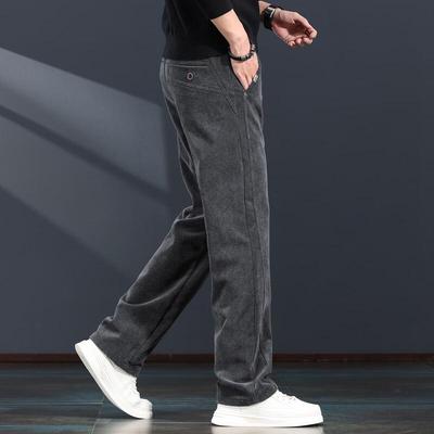 Jie Leinor Men's Waffle Corduroy Straight Casual Pants