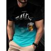 Men's 3D Printed Gradient Beer T-Shirt,Casual Short Sleeve Crewneck,Polyester Blend,Summer