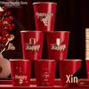 Gold Foil Double Happiness Disposable Red Paper Cups for Weddings & Engagements