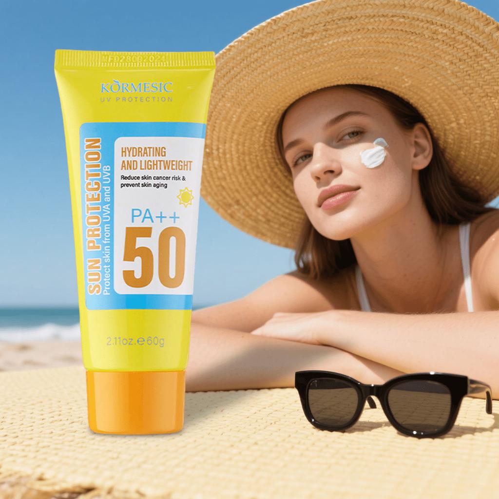 Feuchtigkeitsspendende Sonnencreme UV-schützend Erfrischend Nicht fettend Wasserfest Schweißfest für Gesicht Körper