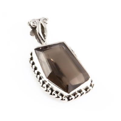 Natural Smoky Quartz Gemstone 925 Solid Sterling Silver Gift Pendant 1.1" Y0k84