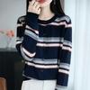Women S Loose Fit Striped Knit Cardigan For Autumn