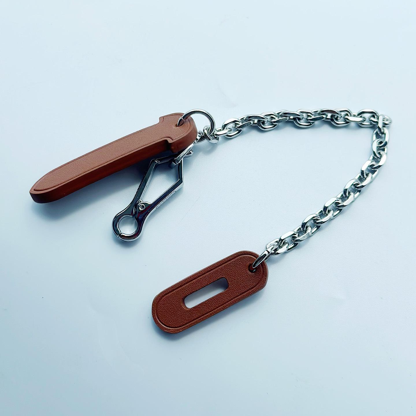 

Leather Pin Closure Bag Accessories: Decorative Chain & Genuine Leather Buckle for Mini Herbag Herbag 31/39 коричневий